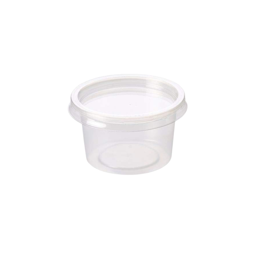 Clear Plastic Sauce / Topping Pot with Lid (1oz) - 1000pcs