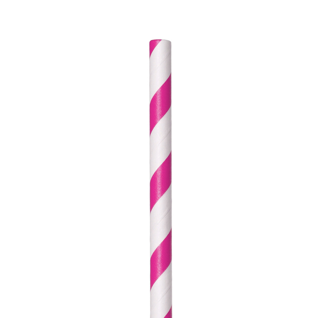 Paper Straws 8x198mm (Pink Striped) - 400pcs